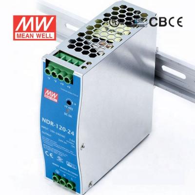 China PSU ORIGINAL MEAN RAIL SMPS SWITCHING POWER SUPPLY Metal Shell NDR-120 Series 120W 12V/24V/48V AC-DC DIN for sale