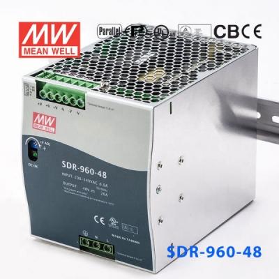 China PSU RAIL SMPS High Efficiency PFC ORIGINAL MEDIUM WELL SWITCHING POWER SUPPLY Metal Shell SDR-960 Series 960W 24V/48V AC-DC DIN for sale