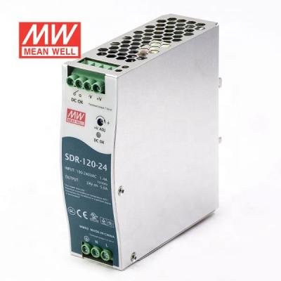 China Metal Shell SDR-120 Series 120W 12V/24V/48V AC-DC DIN RAIL PFC HIGH EFFICIENCY ORIGINAL MEANS GOOD CHANGE POWER SUPPLY for sale