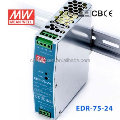 China Meanwell ORIGINAL EDR-75-24 75W 24V/3.2A Low Cost and Slim Power Switch AC-DC DIN Rail Power Supply EDR-75-24 for sale