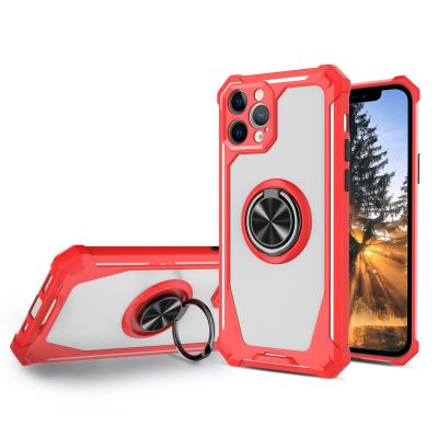 China Good Quality Shockproof Back Cover With 360 Ring Holder Magnetic Premium Car Mount Metal Rugged Solid Phone Cases for sale