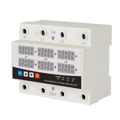 China 63A 3-phase adjustable over and under voltage protector with automatic over current protection recovery protection device ZLV-63/3 for sale