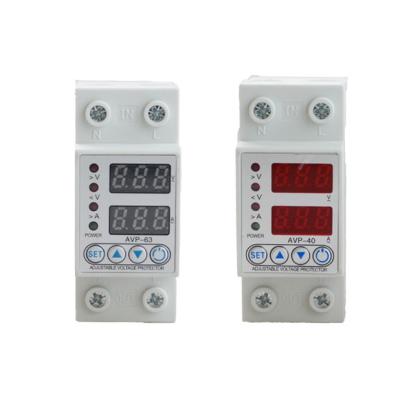 China Digital Current Voltage Protector AVP-63 63A 230V Din Rail Adjustable Over Under Voltage Protector AVP-63 for sale