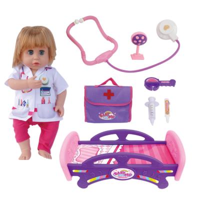 China Full Body Reborn Silicone Baby Dolls Educational With Baby & Crib And 13 PCS Toy Accessories Doctor Plastic Doll Set For Kid for sale