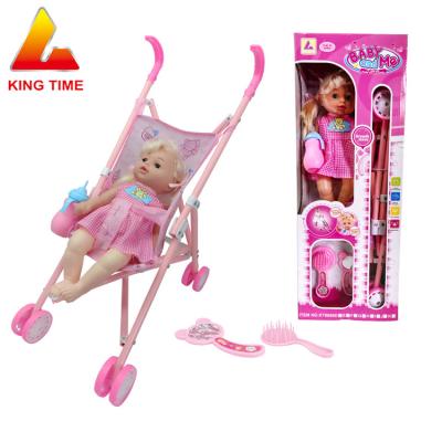 China King Time Feeding Pretend Educational Dolls Set 10 Inch Lovely Baby Drinking Water Toys Shape Doll With Plastic Stroller for sale