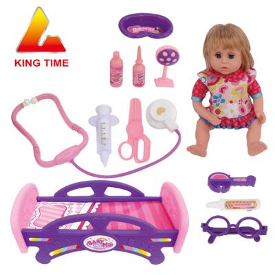 China Little Girl King Time Good Sales Kids Toys ABS Material Doll Toy With Stethoscope Interactive Medical Set Reborn Plastic Toys for sale