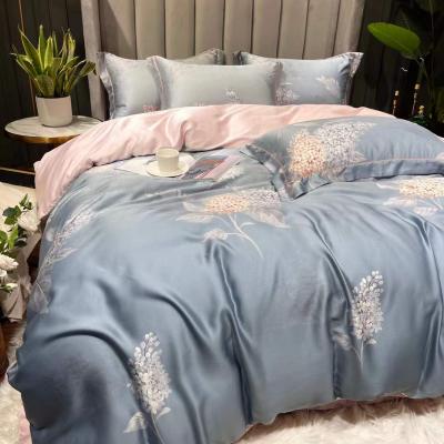 China Cooling 230TC 40S 100% Tencel Lyocell Printed 4pcs Duvet Cover Set for sale