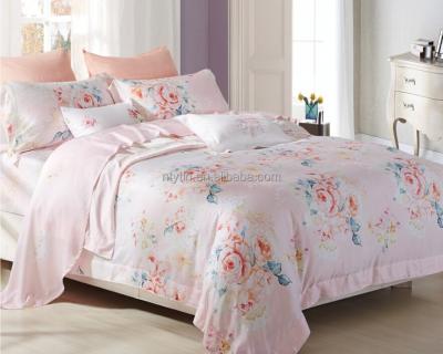 China TWILL 300TC 60S Flower Print Super Soft 100% Tencel Beautiful Printed Super Single Bed Set for sale