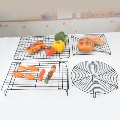 China Custom Portable Non-Stick Round Metal Roast Grill Rack Graters Basket Stainless Steel Wire Mesh For Folding Fish Vegetables Shrimp Net for sale