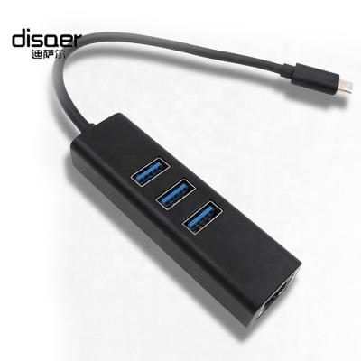 China Charging+Data Transfer Output DISAER Hot Selling USB Hub Type-C to USB 3.0 Female ABS RJ45 Adapter Converter for sale