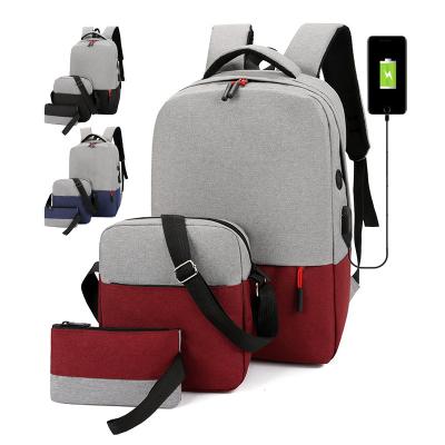 China With 3pcs USB Wholesale Capacity Simple Design Oxford Outdoor Lightweight Polyester Set School Laptop Backpack 2022 for sale