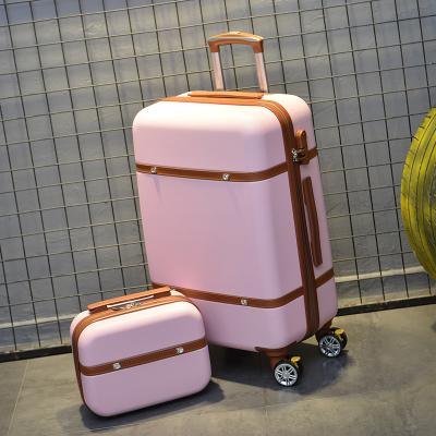 China Factory ABS Outdoor Travel Luggage Bag High Capacity 2 PCS Trolley Luggage Working + Moving Set With Cosmetic Handbag for sale