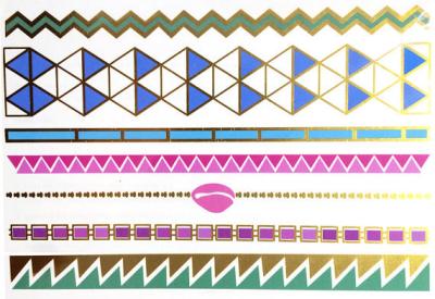 China Gold, rose gold, silver, black, turquoise.Colorfull foil metallic temporary tattoo. for sale