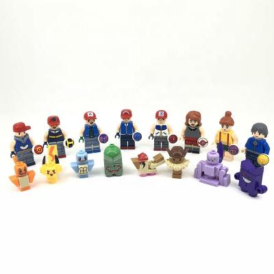 China Toy Building Blocks Set Cartoon Action Figure Toys Pocket Monsters Pet Elf Ash Ketchum PIKA-CHU Charmander Collectible Model Toy for sale