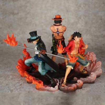 China Cartoon Toy Anime One Piece 15cm 3pcs/set Luffy and Ace and Sabo 3 Brother PVC Action Number Toys Dolls Action Number Collectible Model for sale