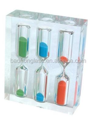 China Mid Century Modern Factory Price 3 in 1 Perspex Hourglass Sand Timer Tea Timer for sale