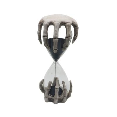 China Gift 15 min hourglass with skeleton hands for sale