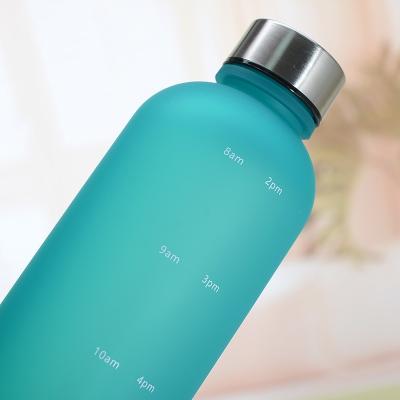 China 32oz 1000ml 1L Tritan Fitness Water Bottle Time Marker BPA Free Sport Viable Water Bottle for sale