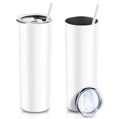 China Viable Sublimation Masks White Double Wall 20oz 30oz Stainless Steel Sublimation Masks Straight Lean Tumbler With Lid And Straw for sale