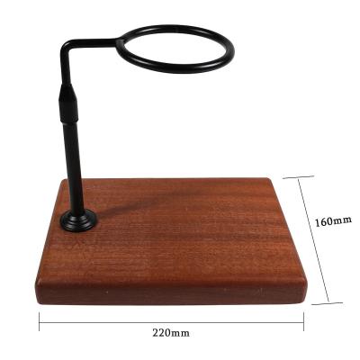 China Sustainable Adjustable Copper Spill Over Coffee Dripper Holder With Wooden Base Filter Holder for sale