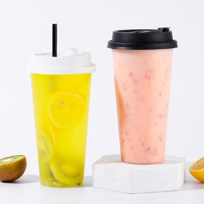 China 2oz 10oz 12oz 16oz 20oz 24oz 32oz Single Wall Boba Clear PET Eco Friendly Compostable Lid Cups Disposable Cocktail Cups for sale