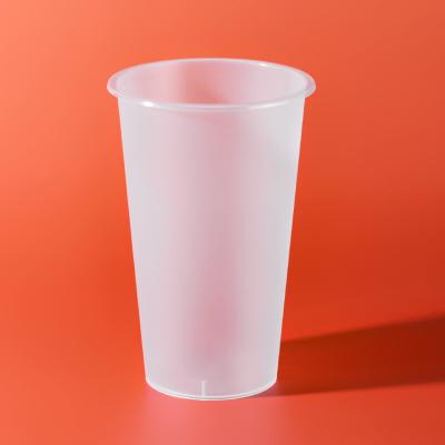 China 90 Caliber U Shapec Cup Single Wall Transparent Frosted Boba Bubble Disposable Tea Cup For Injection for sale