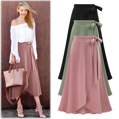 China High Plus Size Waisted Big Length Women Medium Skirt Irregular Long Slit Skirt With Bandage YF80142 for sale