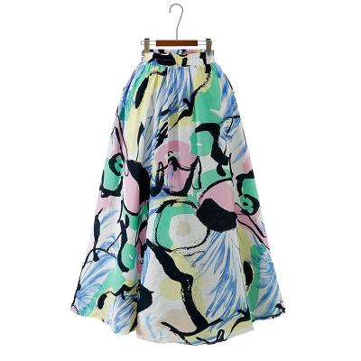 China Plus Size Women Chiffon Floral Printing Long Length Skirts YF80177 for sale