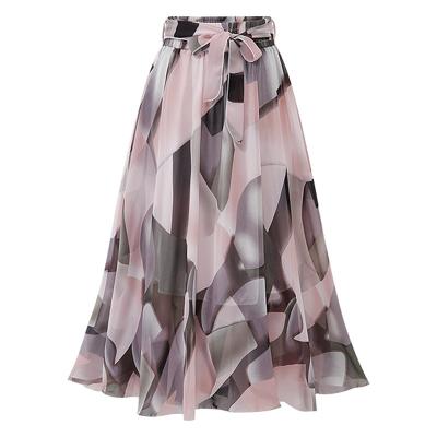 China Plus Size Plus Size Lady Skirt Ladies Floral Printing Skirt Women Chiffon Skirts YF80162 for sale