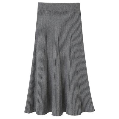 China Plus Size Women Fashion Pure Color High Waist Retro Long Length Pleated Skirt YF80157 for sale