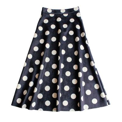 China Plus Size Women's High-waisted Polka Dot Deerskin Velvet Skirt With Big Brim BBQ10024 for sale