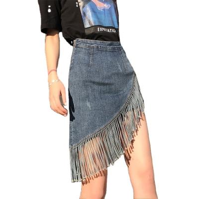 China New Lady plus size denim tassel skirts ladies short skirts YF80158 for sale