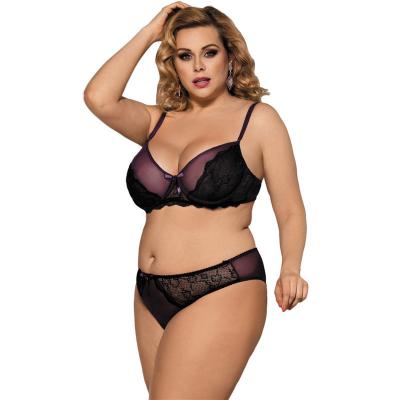 China Breathable women's erotic lingerie plus size lace sexy pajamas three-point suit IG10010 for sale