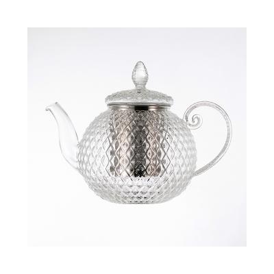 China Viable Glass Tea Set Glass Teapot With Stainless Steel 600ml for sale