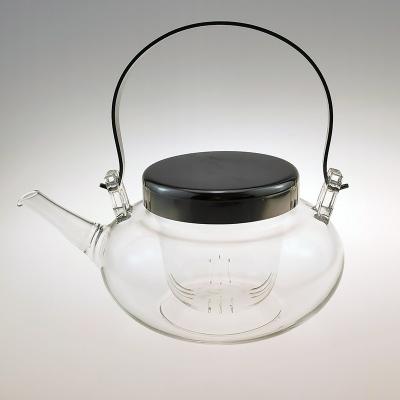 China Traditional glass teapot with glass lid and strainer 600ml for sale