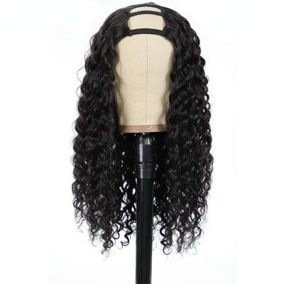 China Wholesale Brazilian Remy Human Hair Full Deep Wave Machine Made Wigs Half Wig Upart Deep Wave U Part Wig For Black Women for sale