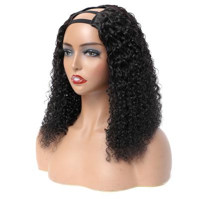 China Cheap Brazilian Curly Kinky Curly Wig Hair Piece U Clip In Half Hair Wigs For Black Women Natural Color Remy Hair for sale