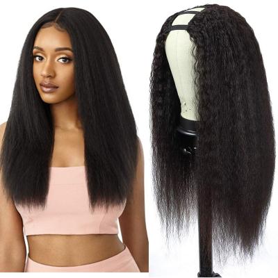 China Wholesale Brazilian Straight Kinky Straight Curly Wigs Virgin Hair Upart Yaki Virgin Hair U Part Wigs For Black Women for sale