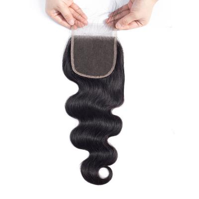 China Wholesale Natural Remy Human Hair Toupee Soft Hair Color Body Wave 4*4 Lace Transparent Lace Closure for sale