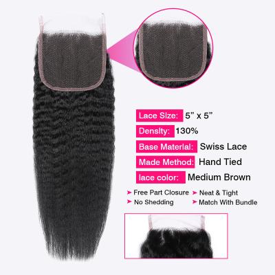 China 100% Straight Curly Hair 5x5 Lace Closure With Baby Hair Remy Human Hair 4x4 Closure Pre Plucked Indian Raw Hair Vendor for sale