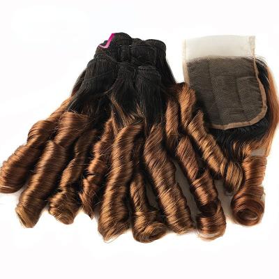 China Loose Wave Spring Curl 4 Bundles And Closures Set Brazilian Hair Wave Bundles Loose With 4x4 Lace Up Closure Set Hair Extension for sale