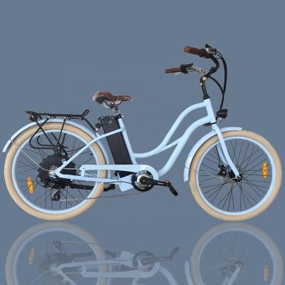 China High Quality Aluminum Alloy Tire 26*2.3inch Step Through Beach Cruiser eBike 48V 500W Electric Bicycle For Women for sale