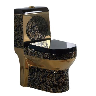 China Modern Wholesale Double-flux G565 WC Cheap Price China Gold Plated Black Color Sanitary Ware One Piece Toilet Bowl for sale