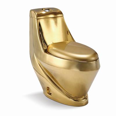 China G979 Modern Design Double-Flow Washdown P-Trap Strap Back To Wall Round Shape Gold One Piece Toilet Bowl for sale