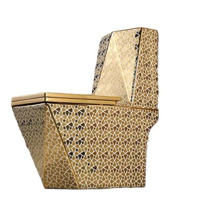 China Double-flow Sanitary Ware Chinese Full Ceramic Hotel Toiletry Sets Golden Bathroom Accessories Luxury Set for sale