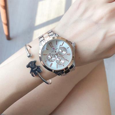 China Auto Date ladies watch stainless steel mens gold plated wholesale small watches for men custom logo trend design three eyes quartz watches for sale