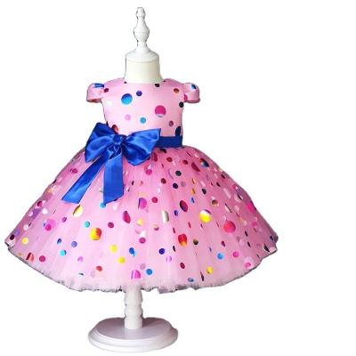 China Anti-wrinkle sequined big bow around the neck neat pompous child skirt bridesmaid dresses wedding children for sale