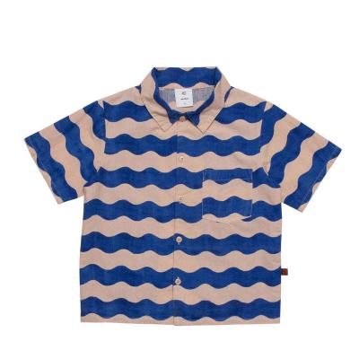 China 2021 summer anti-shrink fashion and leisure can be customized high quality shirt printed stripe boys shirt for sale