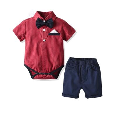 China Wholesale Formal Toddler Kids Baby Outfit Shirt+Short Pants Gentleman Suit Baby Boy Romper Set for sale