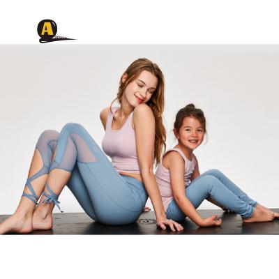 China Breathable Mommy and Me Kid Yoga Suits Yoga Pants Family Match Apparel Kids Sports Cute Leggings Yoga Gym Leggings for sale